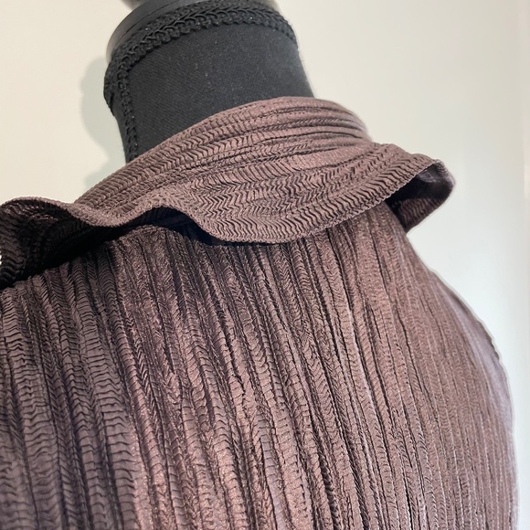 Jacket Tank Set Chocolate Ruffle Glam Crinkle Pleat - Picture 6 of 10